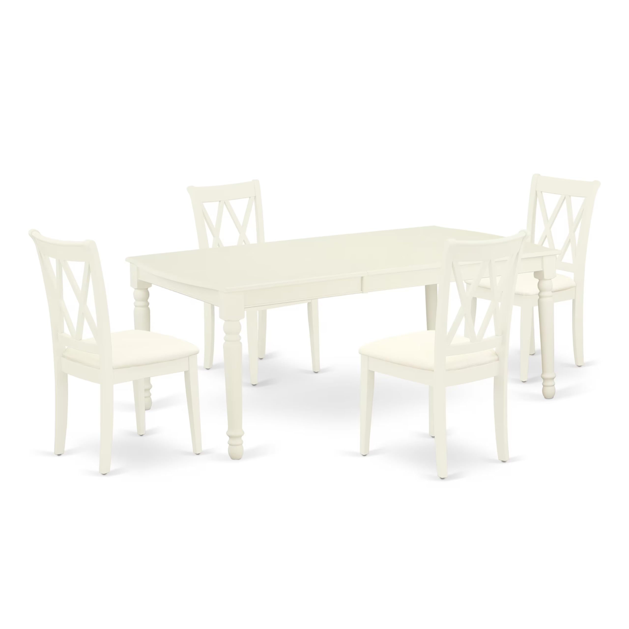 East West Furniture Docl5-Lwh-C 5 Piece Dinette Set For 4 Includes A Rectangle Dining Table With Butterfly Leaf And 4 Linen Fabric Dining Room Chairs, 42X78 Inch, Linen White